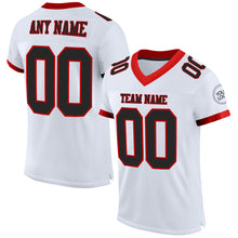 Load image into Gallery viewer, Custom White Black-Red Mesh Authentic Football Jersey