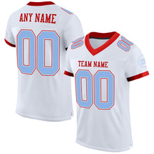 Load image into Gallery viewer, Custom White Light Blue-Red Mesh Authentic Football Jersey