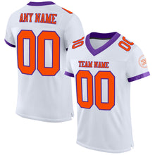 Load image into Gallery viewer, Custom White Orange-Purple Mesh Authentic Football Jersey