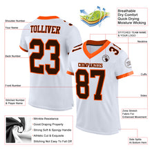 Load image into Gallery viewer, Custom White Brown-Orange Mesh Authentic Football Jersey