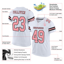 Load image into Gallery viewer, Custom White Medium Pink-Black Mesh Authentic Football Jersey
