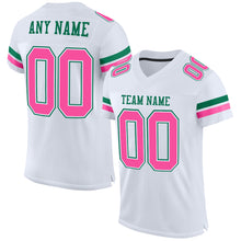 Load image into Gallery viewer, Custom White Pink-Kelly Green Mesh Authentic Football Jersey
