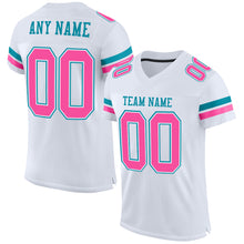 Load image into Gallery viewer, Custom White Pink-Teal Mesh Authentic Football Jersey