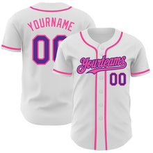 Load image into Gallery viewer, Custom White Purple-Pink Authentic Baseball Jersey