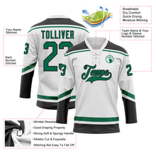 Load image into Gallery viewer, Custom White Kelly Green-Black Hockey Lace Neck Jersey