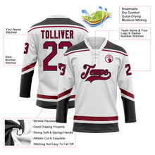 Load image into Gallery viewer, Custom White Maroon-Black Hockey Lace Neck Jersey