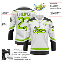 Load image into Gallery viewer, Custom White Neon Green-Black Hockey Lace Neck Jersey