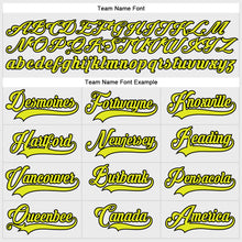 Load image into Gallery viewer, Custom White Neon Yellow-Black Hockey Lace Neck Jersey