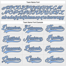 Load image into Gallery viewer, Custom White Light Blue-Steel Gray Hockey Lace Neck Jersey