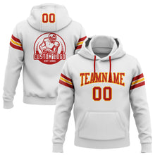 Load image into Gallery viewer, Custom Stitched White Red-Gold Football Pullover Sweatshirt Hoodie