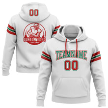 Load image into Gallery viewer, Custom Stitched White Red-Kelly Green Football Pullover Sweatshirt Hoodie