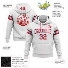 Load image into Gallery viewer, Custom Stitched White Red-Light Blue Football Pullover Sweatshirt Hoodie
