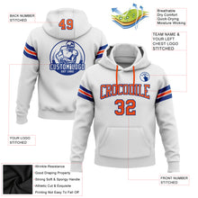 Load image into Gallery viewer, Custom Stitched White Orange-Royal Football Pullover Sweatshirt Hoodie