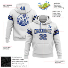 Load image into Gallery viewer, Custom Stitched White Royal-Black Football Pullover Sweatshirt Hoodie