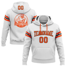 Load image into Gallery viewer, Custom Stitched White Orange-Black Football Pullover Sweatshirt Hoodie