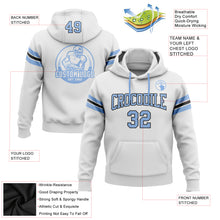 Load image into Gallery viewer, Custom Stitched White Light Blue-Black Football Pullover Sweatshirt Hoodie