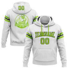 Load image into Gallery viewer, Custom Stitched White Neon Green-Black Football Pullover Sweatshirt Hoodie