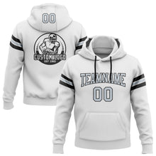 Load image into Gallery viewer, Custom Stitched White Silver-Black Football Pullover Sweatshirt Hoodie