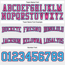 Load image into Gallery viewer, Custom Stitched White Sky Blue Black-Pink Football Pullover Sweatshirt Hoodie