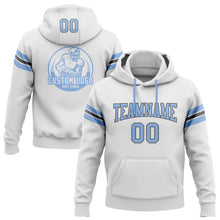 Load image into Gallery viewer, Custom Stitched White Light Blue-Steel Gray Football Pullover Sweatshirt Hoodie