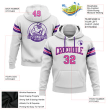Load image into Gallery viewer, Custom Stitched White Pink-Purple Football Pullover Sweatshirt Hoodie