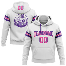 Load image into Gallery viewer, Custom Stitched White Pink-Purple Football Pullover Sweatshirt Hoodie