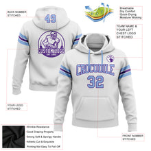 Load image into Gallery viewer, Custom Stitched White Light Blue-Purple Football Pullover Sweatshirt Hoodie