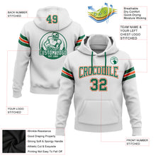 Load image into Gallery viewer, Custom Stitched White Kelly Green-Orange Football Pullover Sweatshirt Hoodie