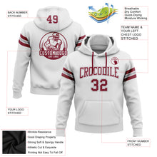Load image into Gallery viewer, Custom Stitched White Crimson-Gray Football Pullover Sweatshirt Hoodie