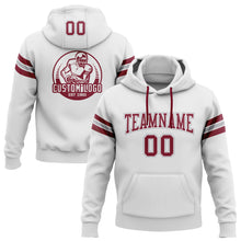 Load image into Gallery viewer, Custom Stitched White Crimson-Gray Football Pullover Sweatshirt Hoodie