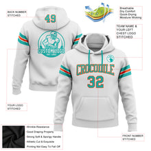 Load image into Gallery viewer, Custom Stitched White Aqua-Orange Football Pullover Sweatshirt Hoodie
