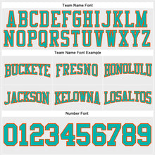 Load image into Gallery viewer, Custom Stitched White Aqua-Orange Football Pullover Sweatshirt Hoodie