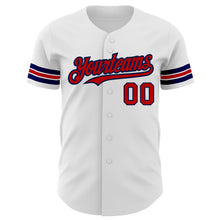 Load image into Gallery viewer, Custom White Red-Navy Authentic Baseball Jersey