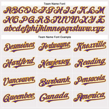 Load image into Gallery viewer, Custom White Purple-Gold Authentic Baseball Jersey