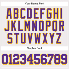 Load image into Gallery viewer, Custom White Purple-Gold Authentic Baseball Jersey