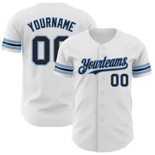 Load image into Gallery viewer, Custom White Black-Powder Blue Authentic Baseball Jersey