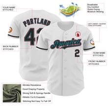Load image into Gallery viewer, Custom White Black Teal-Red Authentic Baseball Jersey