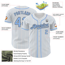 Load image into Gallery viewer, Custom White Light Blue Pinstripe Steel Gray Authentic Baseball Jersey