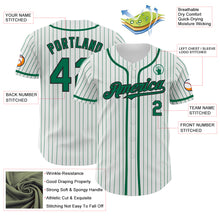 Load image into Gallery viewer, Custom White Kelly Green Pinstripe Black Authentic Baseball Jersey