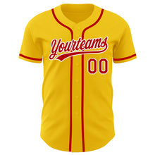 Load image into Gallery viewer, Custom Yellow Red-White Authentic Baseball Jersey
