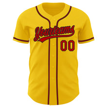 Load image into Gallery viewer, Custom Yellow Red-Black Authentic Baseball Jersey