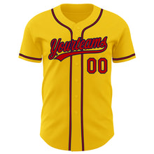 Load image into Gallery viewer, Custom Yellow Red-Navy Authentic Baseball Jersey