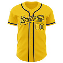 Load image into Gallery viewer, Custom Yellow Navy Authentic Baseball Jersey