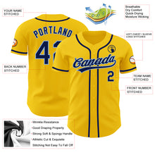 Load image into Gallery viewer, Custom Yellow Navy-Light Blue Authentic Baseball Jersey