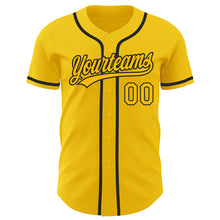 Load image into Gallery viewer, Custom Yellow Gold-Black Authentic Baseball Jersey