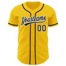 Load image into Gallery viewer, Custom Yellow Black-White Authentic Baseball Jersey