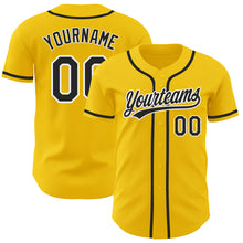 Load image into Gallery viewer, Custom Yellow Black-White Authentic Baseball Jersey