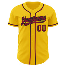 Load image into Gallery viewer, Custom Yellow Crimson-Black Authentic Baseball Jersey