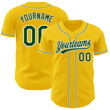 Load image into Gallery viewer, Custom Yellow Green-White Authentic Baseball Jersey