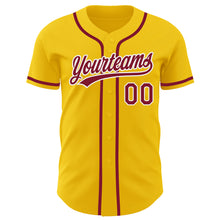 Load image into Gallery viewer, Custom Yellow Crimson-White Authentic Baseball Jersey